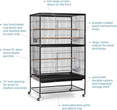 Wrought Iron Flight Cage with Stand F040 Black Bird Cage, 31-Inch by 20-1/2-Inch by 53-Inch