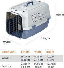 - 2-Door Top-Load Hard-Sided Dogs, Cats Pet Travel Carrier, Gray & Blue, 22.8