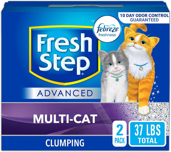 Clumping Cat Litter, Multi-Cat, Advanced Long Lasting Odor Control Kitty Litter with Activated Charcoal, Low Dust Formula, 37 Lb