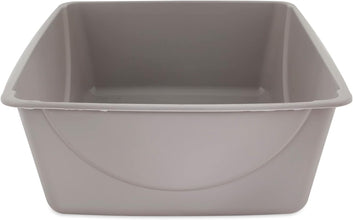 Open Cat Litter Box, Extra Large Nonstick Litter Pan Durable Standard Litter Box, Mouse Grey Great for Small & Large Cats Easy to Clean, Made in USA