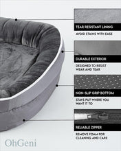 Orthopedic Dog Bed for Large Dogs, Dog Couch Design with Egg Foam Support, Removable, Machine Washable Plush Cover and Non-Slip Bottom with Four Sided Bolster Cushion (Gray)