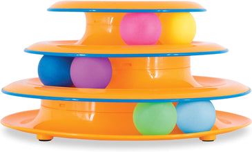 Tower of Tracks Interactive 3-Tier Cat Track Toy with Spinning Balls, Orange