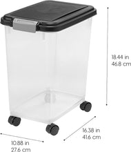 USA Airtight Dog Food Storage Container, up to 30 Lbs, Attachable Wheels, for Dog Cat Bird and Other Pet Food Storage Bin, Keep Fresh, Easy Mobility, BPA Free, Black