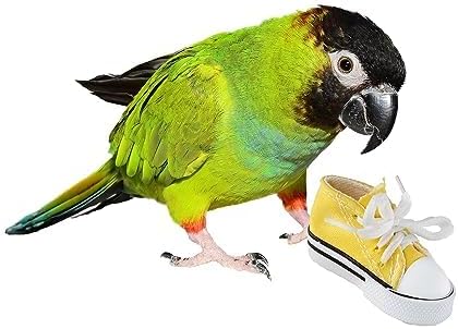 SB1058 Sneakers Bird Foot Toy - Engaging, Chewable Rubber & Fabric, Perfect for Medium & Large Birds like Conures, African Greys - Safe, Colorful & Fun - 3”X1-1/2”X1-1/4” (4 Pack)