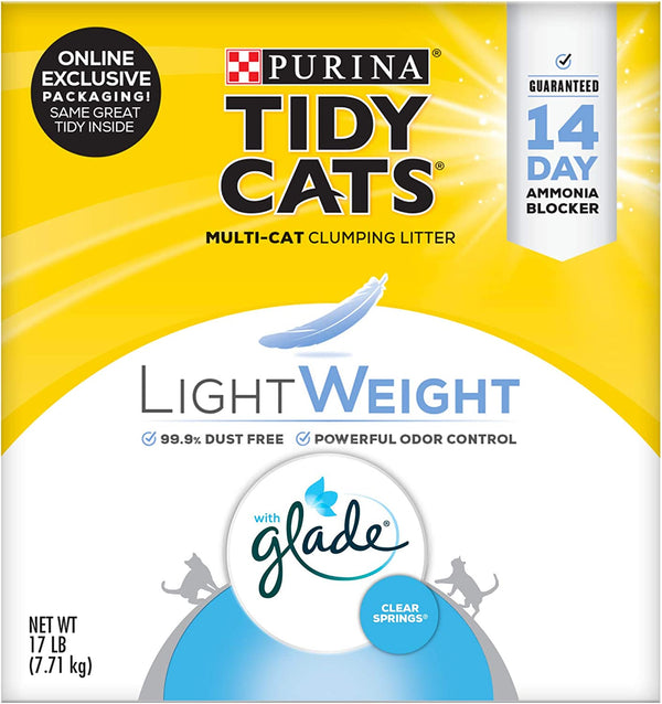 Purina  Low Dust, Multi Cat, Clumping Cat Litter, Lightweight Glade Clear Springs - 17 Lb. Box