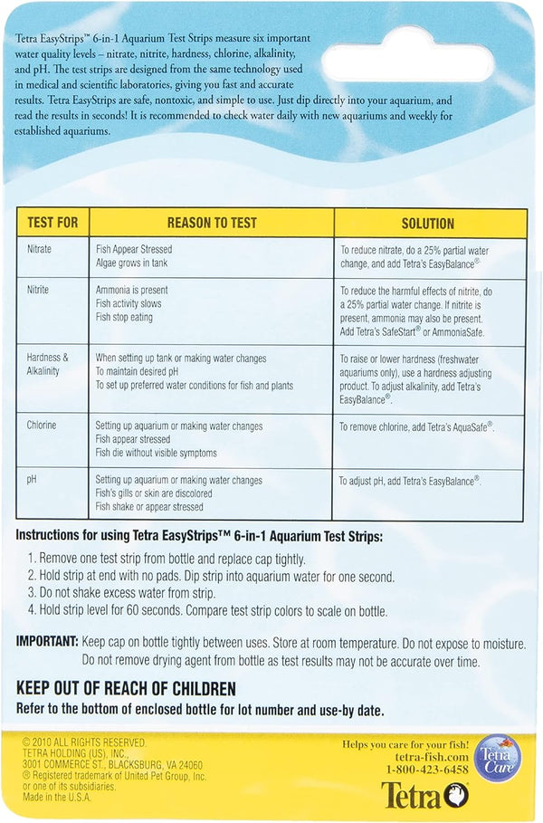 Easystrips 6-In-1 Aquarium Test Strips, Water Testing (19542)