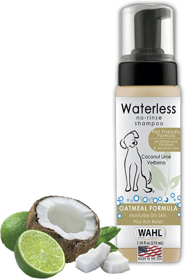 USA Pet Friendly Waterless No Rinse Shampoo for Animals – Oatmeal & Coconut Lime Verbena for Cleaning, Conditioning, Detangling & Moisturizing Dogs, Cats & Horses – 7.1 Oz - Model 820015A