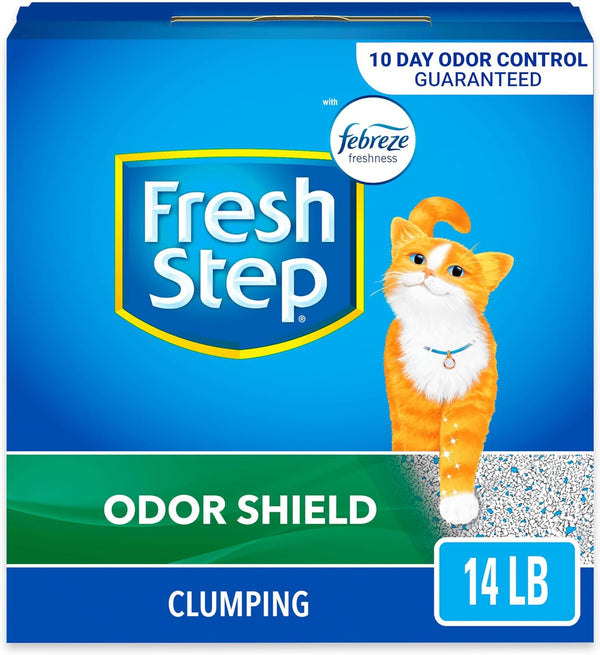 Clumping Cat Litter, Odor Shield, Long Lasting Odor Control Kitty Litter with Activated Charcoal, Low Dust Formula, 14 Lb