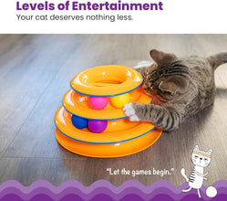 Tower of Tracks Interactive 3-Tier Cat Track Toy with Spinning Balls, Orange