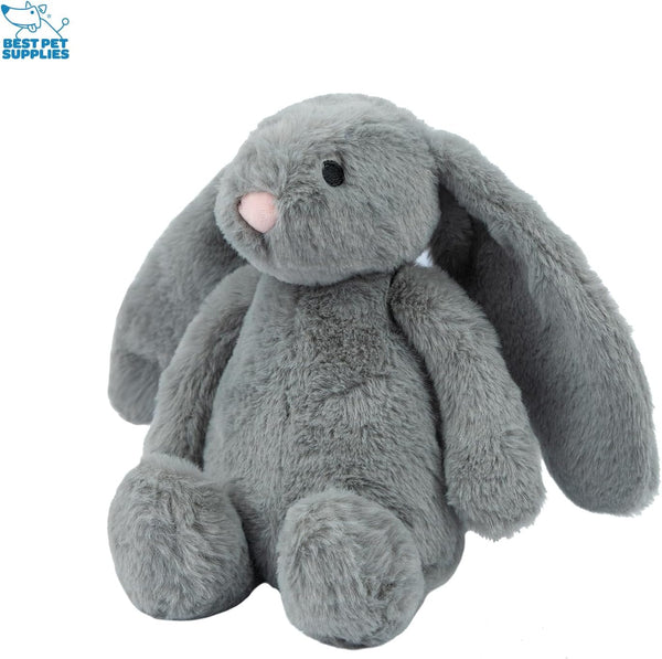 Interactive Bunny Buddy Dog Toy with Crinkle and Squeaky Enrichment for Small and Medium Breed Puppies or Dogs, Cute and Plush - Bunny (Gray)