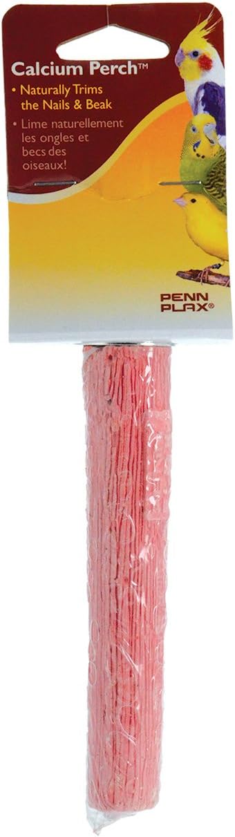 Bird-Life Calcium Bird Perch – Naturally Trims Nails & Beak – Perfect for Parakeets, Lovebirds, Cockatiels, and Other Small Birds – Red – 5” Long