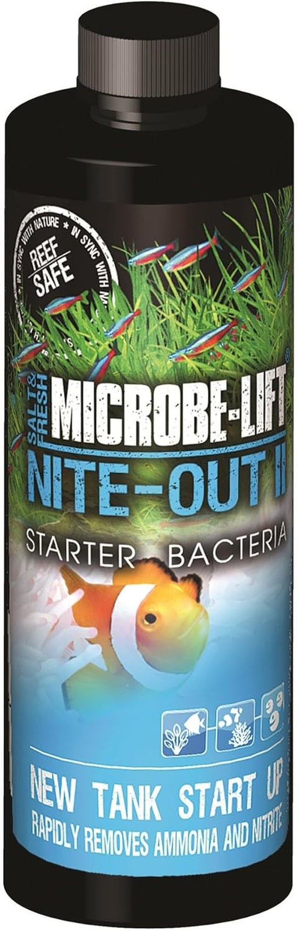 NITEH04 Nite-Out II Aquarium and Fish Tank Cleaner for Rapid Ammonia and Nitrite Reduction, Freshwater and Saltwater, 4 Ounces