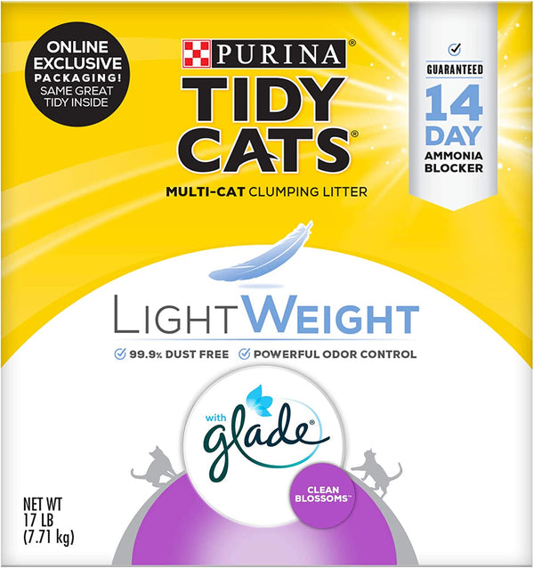 Purina  Low Dust, Multi Cat, Clumping Cat Litter, Lightweight Glade Clean Blossoms - 17 Lb. Box