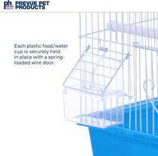 Flat Top Economy Parakeet and Small Bird Cage with White Wire, Blue Plastic Base with Removable Tray