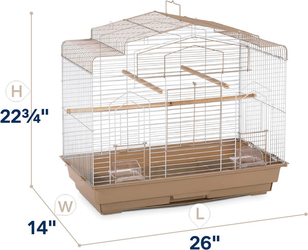 SP50051 Barn Style Bird Cage, Brown/White