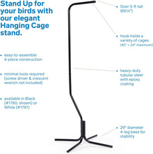 Prevue Hendryx Tubular Steel Hanging Bird Cage Stand 1780 Black, 24-Inch by 24-Inch by 62-Inch