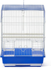 Flat Top Economy Parakeet and Small Bird Cage with White Wire, Blue Plastic Base with Removable Tray