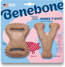 Puppy 2-Pack Dental Chew/Wishbone Dog Chew Toys, Made in USA, Real Bacon Flavor