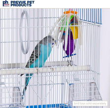 Flat Top Economy Parakeet and Small Bird Cage with White Wire, Blue Plastic Base with Removable Tray