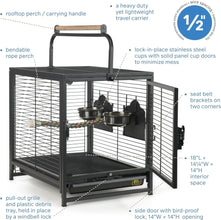 Travel Carrier for Birds, Black 18.8