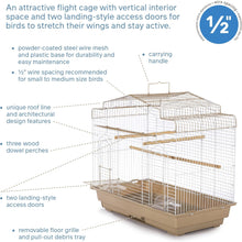 SP50051 Barn Style Bird Cage, Brown/White