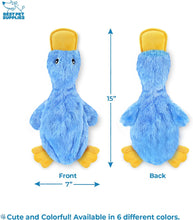 Crinkle Dog Toy for Small, Medium, and Large Breeds, Cute No Stuffing Duck with Soft Squeaker, Fun for Indoor Puppies and Senior Pups, Plush No Mess Chew and Play - Blue