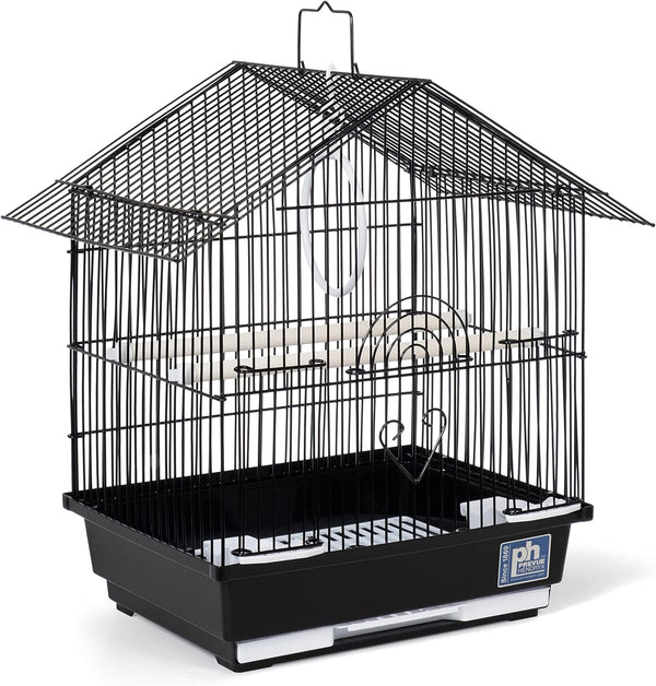 Parakeet Manor Bird Cage with Handle for Home or Travel, Black