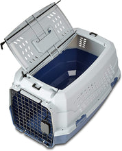 - 2-Door Top-Load Hard-Sided Dogs, Cats Pet Travel Carrier, Gray & Blue, 22.8