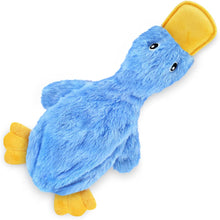 Crinkle Dog Toy for Small, Medium, and Large Breeds, Cute No Stuffing Duck with Soft Squeaker, Fun for Indoor Puppies and Senior Pups, Plush No Mess Chew and Play - Blue