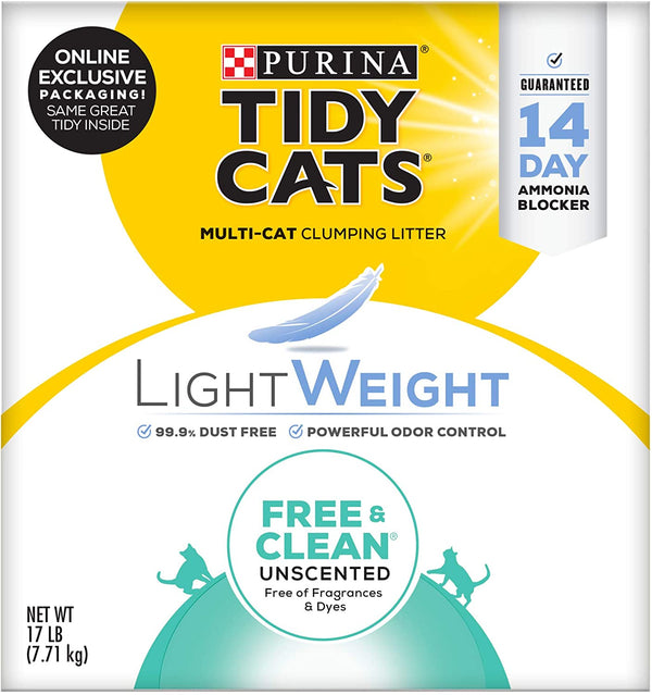 Purina  Low Dust Clumping Cat Litter, Lightweight Free & Clean Unscented, Multi Cat Litter - 17 Lb. Box