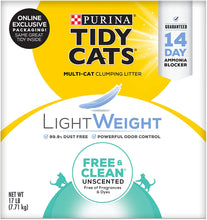 Purina  Low Dust Clumping Cat Litter, Lightweight Free & Clean Unscented, Multi Cat Litter - 17 Lb. Box