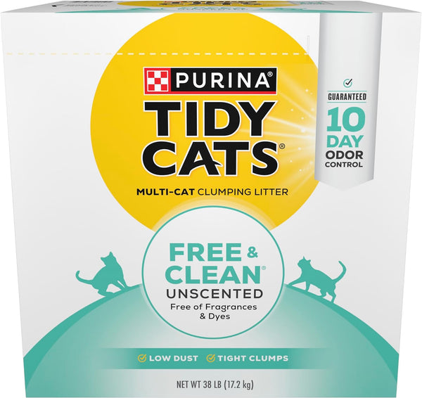 Purina  Clumping Cat Litter, Free & Clean Unscented Multi Cat Litter - 38 Lb. Box