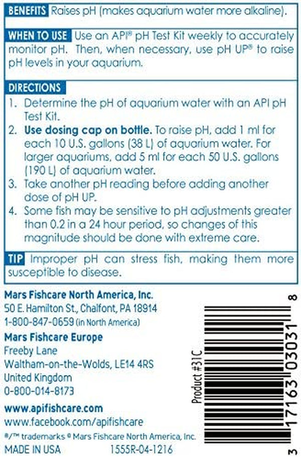 Ph up Freshwater Aquarium Water Ph Raising Solution for Fish,4-Ounce Bottle, Brown