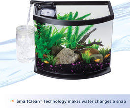 LED Minibow Small Aquarium Fish Tank Kit with Smartclean Technology, Black, 5 Gallon