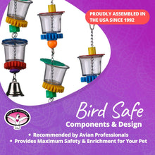 SB632 Foraging Bottom’S up Bird Toy with Clear Acrylic Cups, Medium/Large Bird Size, 18” X 2.5”