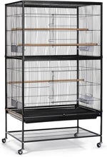 Wrought Iron Flight Cage with Stand F040 Black Bird Cage, 31-Inch by 20-1/2-Inch by 53-Inch