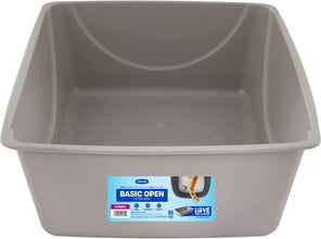 Open Cat Litter Box, Extra Large Nonstick Litter Pan Durable Standard Litter Box, Mouse Grey Great for Small & Large Cats Easy to Clean, Made in USA