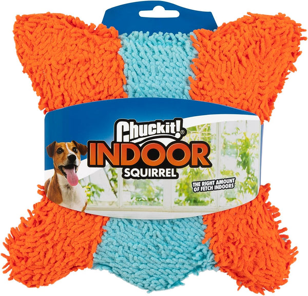 Indoor Fetch Squirrel Dog Toy (9 Inch), Orange and Blue