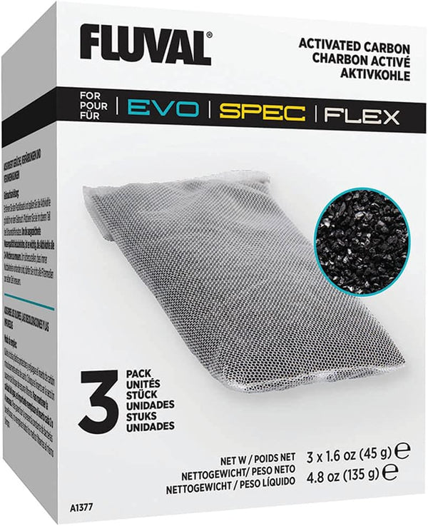 Spec/Evo/Flex Activated Carbon, Replacement Aquarium Filter Media, 3-Pack, A1377,Black