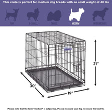 Newly Enhanced Single Door Icrate Dog Crate, Includes Leak-Proof Pan, Floor Protecting Feet , Divider Pane L & New Patented Features