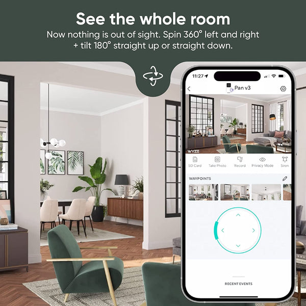 Cam Pan V3 Indoor/Outdoor Ip65-Rated 1080P Pan/Tilt/Zoom Wi-Fi Smart Home Security Camera with Motion Tracking for Baby & Pet, Color Night Vision, 2-Way Audio, Works with Alexa & Google Assistant