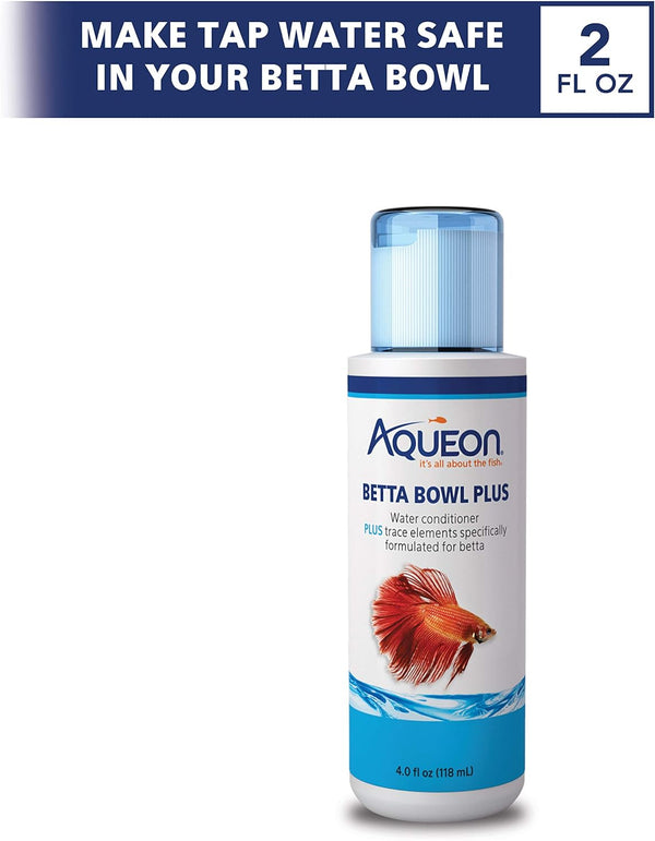 Aquarium Fish Tank Betta Bowl plus Water Conditioner, 4 Ounce