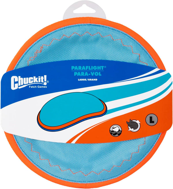 Paraflight Flying Disc Dog Toy, Large (9.75"), Orange and Blue