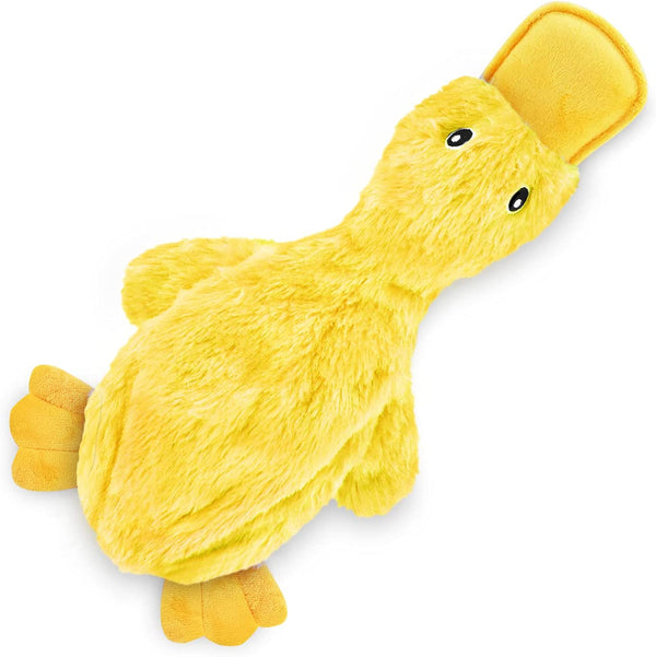 Crinkle Dog Toy for Small, Medium, and Large Breeds, Cute No Stuffing Duck with Soft Squeaker, Fun for Indoor Puppies and Senior Pups, Plush No Mess Chew and Play, Large, Yellow